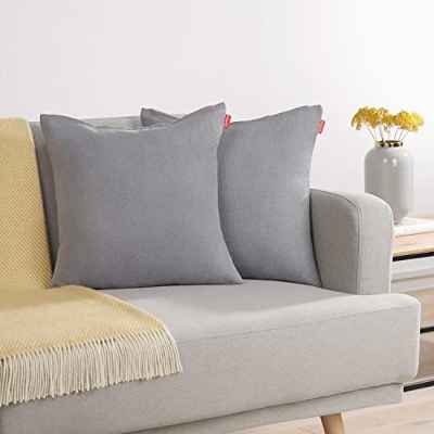 Blumtal Juego de 2 Funda para Cojín de Chenilla - Fundas Decorativas de cojín para sofá con Cremallera Cubierta, Gris, 40 x 40 cm