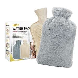 Bolsa de Agua Caliente de 2L, Grande Botella Agua Caliente para Cama con Suave Funda Desmontable y Lavable