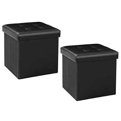 Bonlife Mesas Plegables Pequeñas Caja Almacenaje Juguetes Muebles Auxiliares Dormitorio Mesa Baja Salon Reposapies de Oficina Marrón32x32x32cm