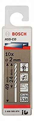 Bosch 2 608 585 874 - Pack de 10 brocas metálicas HSS-Co, DIN 338 (2 x 24 x 49 mm)