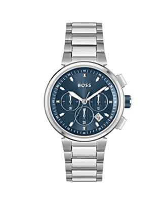 BOSS Reloj Cronógrafo de Cuarzo para Hombre con Correa en silicona o acero inoxidable, Plata, 1513999
