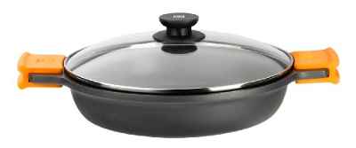 BRA Cacerola Baja, Aluminio, Negro, 36 cm