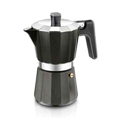 BRA Perfecta Black - Cafetera Italiana Inducción, Aluminio, Capacidad 6 tazas, color negro
