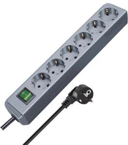 Brennenstuhl Eco-Line regleta de enchufes con 6 Tomas de Corriente (Cable de 1,5 m, Interruptor) Plateado