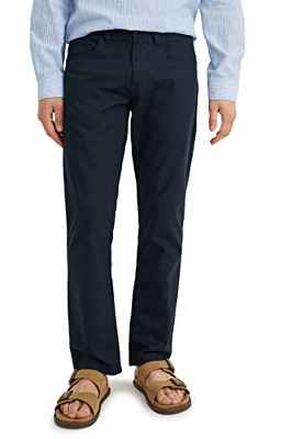 C&A Pantalones de lino de 5 bolsillos para hombre color liso, azul oscuro, 38W x 30L