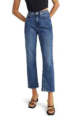 C&A Vaqueros de 5 bolsillos para mujer, informales, rectos, de cintura alta, elásticos, de licra®, de algodón, azul vaquero, 36 S-L-R, Los Pantalones Vaqueros De Color Azul-, 38