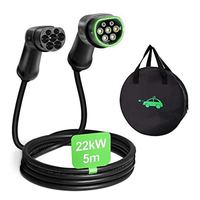 Cable de Carga Coche Electrico Tipo 2 |32A 22KW | Trifásica |5 Metros