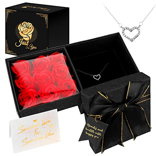 Caja regalo rosas con collar