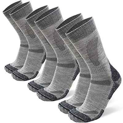 Calcetines de Senderismo y Trekking de Lana Merina para Hombre, Mujer y Niños, Otoño e Invierno, Pack de 3 (Gris Claro, EU 39-42)