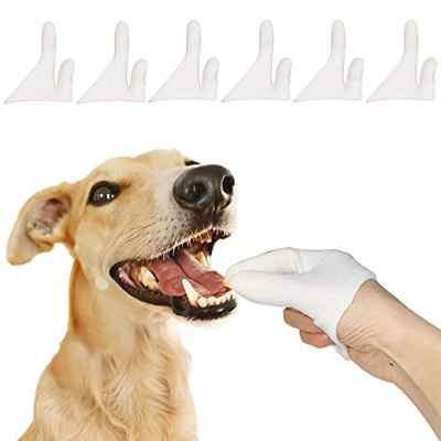 Cepillo de dientes para perros,Cepillo de Dientes para Mascotas Hecho de Tela de Fibra Apto para Perros y Gatos,cerdas completamente envueltas,dientes fáciles de limpiar,6 Piezas