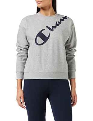 Champion American Classics-Maxi-Logo Oversize Crewneck Sudadera Deporte Mujer, Grigio Melange Chiaro, M