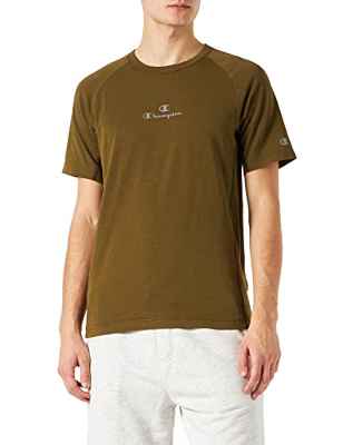 Champion C-Sport Small Script Logo S-S Camiseta, Verde (Musgo), M Hombre