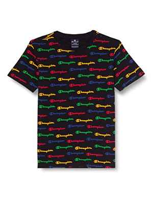 Champion Legacy American Classics All-Over Small Logo S/S Camiseta, Negro, 15-16 Años para Niños