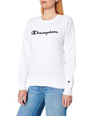 Champion Legacy - Classic Logo Crewneck, Sudadera para Mujer, Blanco, XXL