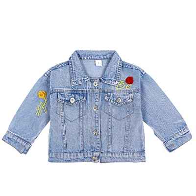Chaqueta Vaquera Bebé Niñas Abrigo Jean Azul Infantil Cazadora Vaquera Ropa Jeans De Flores Mezclilla Jacke Primavera Otoño 12-18 Meses