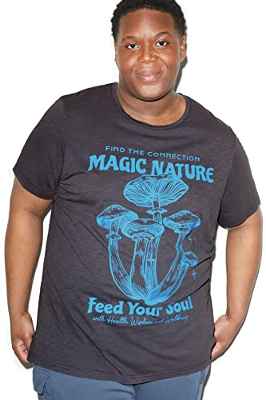 CLOCKHOUSE - Camiseta de algodón para hombre, cuello redondo, diseño estampado, gris oscuro, 4XL