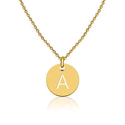 Collar colgante iniciales I Cadena oro de mujer de letras I regalos para la novia I Joyería chapado en oro de 18 quilates (A)
