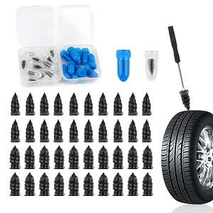 Conjunto de 40 Piezas de Clavos de Goma para Reparación de Neumáticos con Destornillador