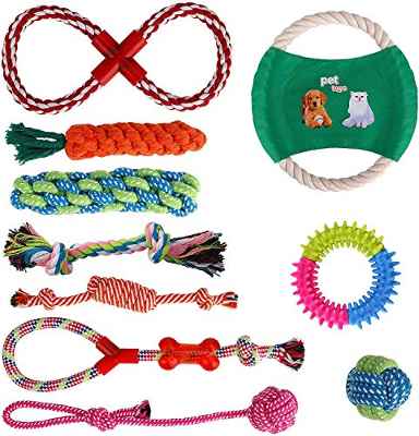Copiel Juguetes para Perros, 10 Piezas Durable Masticable Cuerda, Interactivos Perro Sano Cachorros Dentición Limpieza Regalo Soledad para Pequeñas y Medianas Perros