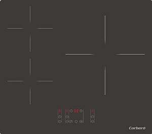 Corberó Placa Inducción 3 Zonas, 6600 W, Control Touch Control, 3 Boosters,Temporizador,Desconexión Automática de Seguridad