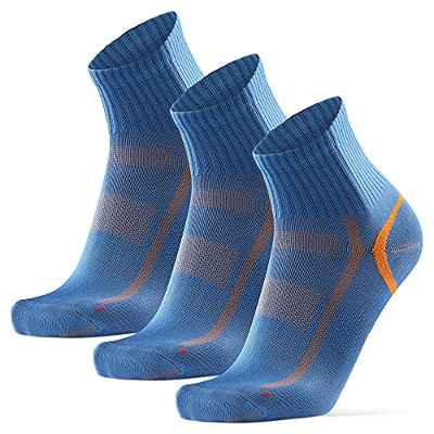 DANISH ENDURANCE Calcetines Deportivos Quarter Pro 3 Pares (Azul/Naranja, EU 43-47)