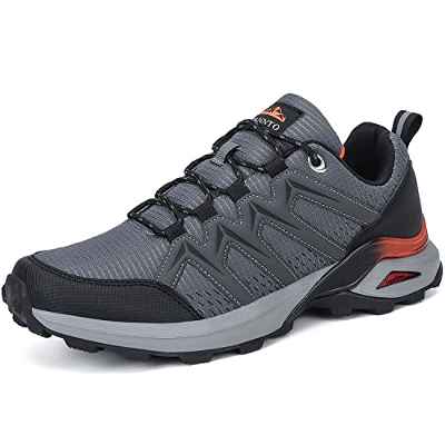 Dannto Zapatillas de Deporte Hombre Zapatos para Correr Aire Libre y Deporte Athletic Cordones Zapatillas De Running Trail Tenis Basket Respirable Gimnasio（Gris-B,40