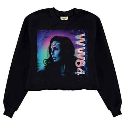 DC Comics Wonder Woman 1984 WW84 de Mujeres Sudadera Recortada Negro M