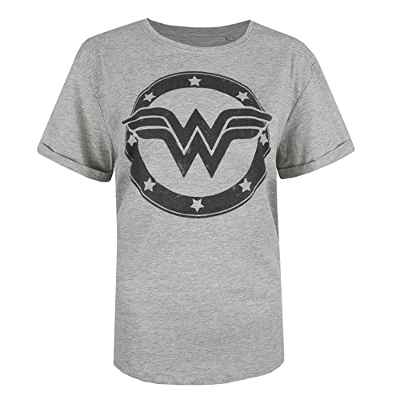 DC Comics Wonder Woman Metallic Logo Camiseta, Gris (Sport Grey SPO), 40 (Talla del Fabricante: Medium) para Mujer