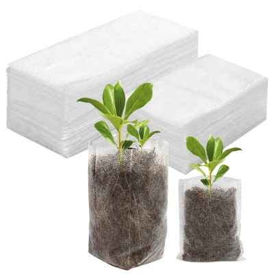 Dereine 200 Piezas Bolsas de vivero no Tejidas, Bolsas de Cultivo de Plantas, Degradable Bolsa de Vivero Planta, Sacos para Plantar Plantas para Suministros de jardín (8 x 10 cm + 16 x 20 cm)