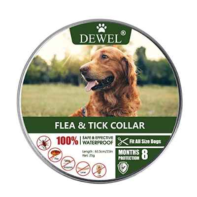 DEWEL Collar Perro Gato contra Pulgas, Collar Antipulga y Garrapata para Mascotas Pequeñas Medianas y Grandes, Longitud Cortable