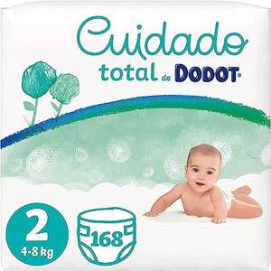 Dodot Pañales Bebé Cuidado Total Talla 2 (4-8 kg), 168 Pañales, Suave Protección de la Piel con Ingredientes de Origen Vegetal