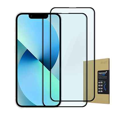 doupi 2X FullCover Protector de Pantalla Compatible con iPhone 13 Mini (5,4 Pulgada), Cobertura Completa 3D 9H HD Duro Vidrio Templado, 2 Piezas, Negro