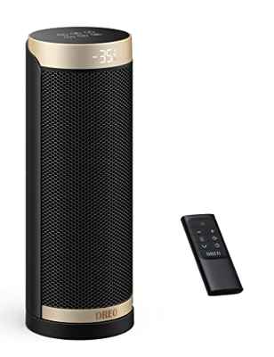Dreo Calefactor Solaris Slim H3, Calefacfor céramico de 1800W con termostato, Protección contra sobrecalentamiento y antivuelco, Mando a distancia, Temporizador 1-12H, 70° Oscilación