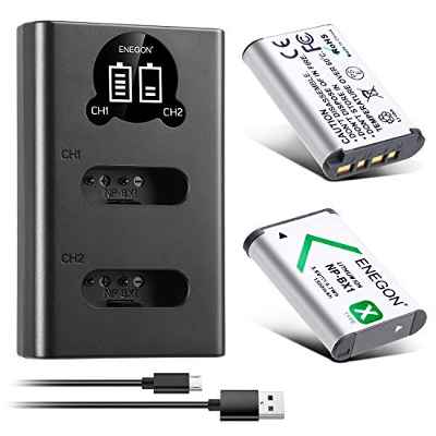 ENEGON 1300mAh NP-BX1 Batería y LCD Cargador Kit para Sony NP-BX1 y Sony ZV-1, Cyber-Shot DSC-RX100, DSC-RX100 II/III/M4/M5/M6/M7/Ⅳ/Ⅴ/Ⅵ/Ⅶ/VA, DSC-RX100M II, HDR-CX405