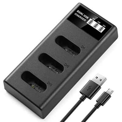 ENEGON NP-BX1 Cargador de Triple Ranura para Sony NP-BX1, Sony ZV-1 Sony Cyber-Shot DSC-RX100 DSC-RX100II/III, Sony Cyber-Shot M4/M5/M6/M7/Ⅳ/Ⅴ/Ⅵ/Ⅶ/ VA DSC-RX100M II HDR-CX405