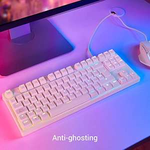 Energy Sistem Gaming Keyboard ESG K7 Silent-Ninja Teclado mecánico para Videojuegos (Mechanical, QWERTY, USB, LED Effects, TKL) Blanco