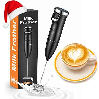 Espumador de Leche USB-C Recargable, Mohard 5 Velocidades Batidora de Leche, Batidora Leche Espuma Eléctrico de Mano Portátil, Ruido Bajo, para Leche/Frappe/Capuchino/Matcha/Chocolate Caliente