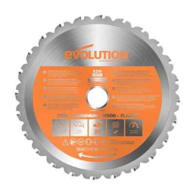 Evolution Power Tools - Hoja de sierra multiuso con punta de acero de carburo RAGE, 210 mm