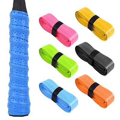 flintronic Cintas de Agarre de Raqueta, Overgrips Padel, 6 PCS Grips Padel Perforados para Raqueta de Tenis, para Bádminton,Antideslizante y de Secado Rápido,Cinta de Agarre para Mango Multicolor
