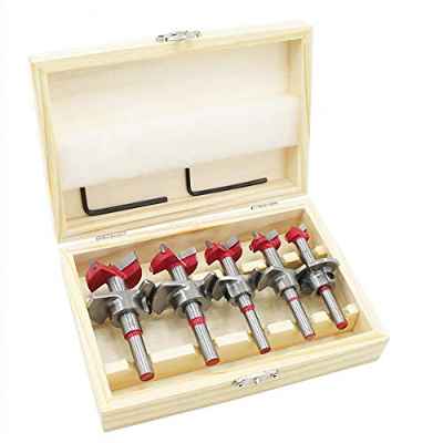 flintronic® Fresas Set, 5 PCS Juego de Brocas de Posicionamiento Ajustable (15~35 mm), Orificio para Carpintería Cementada Sierra con Taladro de Profundidad (Rango de Profundidad 10~40 mm)