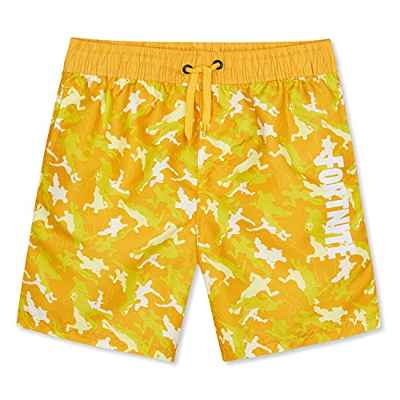 Fortnite Bañador Niño, Pantalones Cortos Niño con Estampado Camuflaje, Bermudas Niño para Playa Piscina, Bañadores Niño de Secado Rapido, Regalos para Niños y Adolescentes (13-14 Anni, Amarillo)