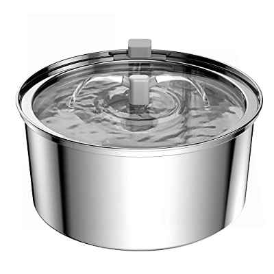 Fuente para gatos 3,2L, PLOOHT Fuente de agua para Gatos de Acero Inoxidable, con bomba silenciosa y 3 filtros de repuesto