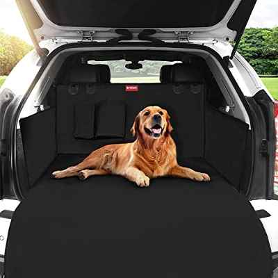 Funda Maletero Perros, Funda Maletero Coche para Perros con Protector Lateral, Protector Maletero Coche Perros con 2 Bolsillos, Maletero Cubierta Impermeable para Perro, 185 x 105 x 36cm