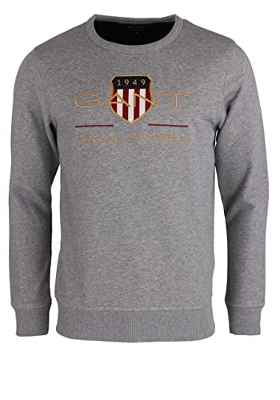 GANT Archive Shield C Neck Sudadera, Gris, M para Hombre