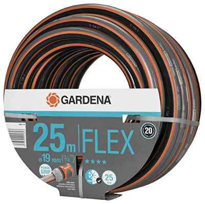 Gardena Manguera Flex Ø 19 mm Rollo de 25 m, Negro/Gris/Naranja, 25M