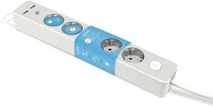 Garza Regleta Multiple con Interruptor, 5 Tomas + 2 USBs, Cable 1.4 m, Enchufe Plano, Protección Infantil