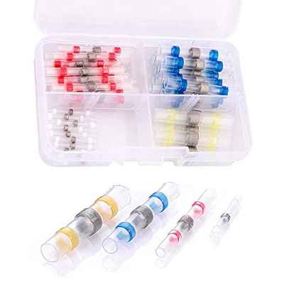 Gasea 50Pcs Conector Termocontraíble soldadura, Conectores del Sello de la Soldadura, Conectador del Alambre del Sello de la Soldadura Kit de Conector Aislado Impermeable de Soldadura