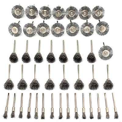 Gasea Rueda de pulido de alambre, 45 Pcs cepillo de limpieza de cepillos de alambre taza ruedas Kit pulido Accesorio, Cepillo de pulido plano de rueda de alambre de cobre T - plateado
