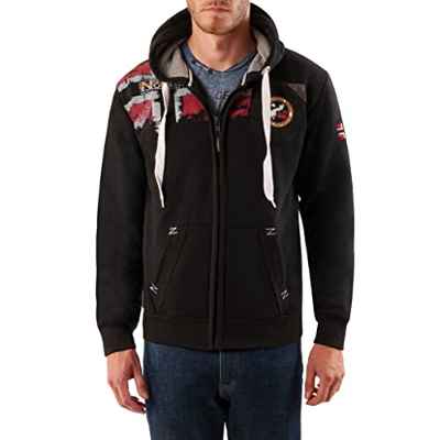 Geographical Norway FESPOTE Men - Sudadera Bolsillo Canguro Hombre - Sudadera Logotipo Hombre - Hoodie Manga Larga Capucha Hood - Sudadera Invierno Capucha Cremallera Sweat (Negro L)