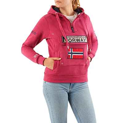 Geographical Norway GYMCLASS Lady - Sudadera Mujer Bolsillos Kangaroo - Sudadera Caliente Mujer - Suéter Abrigos Manga Larga - Hoodie Tops Casual Abrigo Estilo Granat L - Talla 3